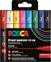 Uni POSCA paintmarker PC-1MC, 0,7 - -1 mm, etui van 8 stuks in geassorteerde basiskleuren - thumbnail