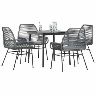 5-delige Tuinset met kussens poly rattan glas grijs