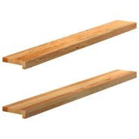 VidaXL Vensterbanken 2 st 120x15x2 cm massief eikenhout lichtbruin - thumbnail
