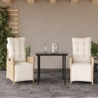 3-delige Tuinset met kussens poly rattan beige - thumbnail