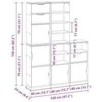 Bijzetkasten 5 st "ODDA" 40x24x79 cm massief grenenhout - thumbnail