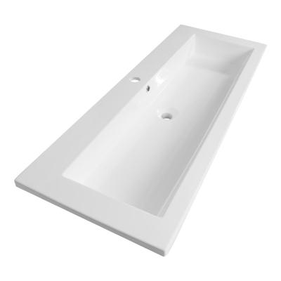 Brauer Solar Slim Wastafel - 120 cm - met 1 Spoelbak en 1 Kraangat - Mineraalmarmer Zijdeglans Wit