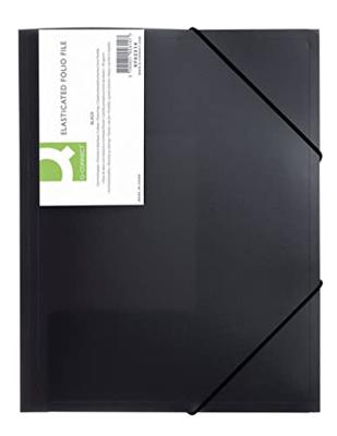 Q-CONNECT elastomap, A4, 3 kleppen en elastieken, transparant PP, zwart