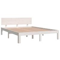 Bedframe massief grenenhout wit 140x190 cm - thumbnail