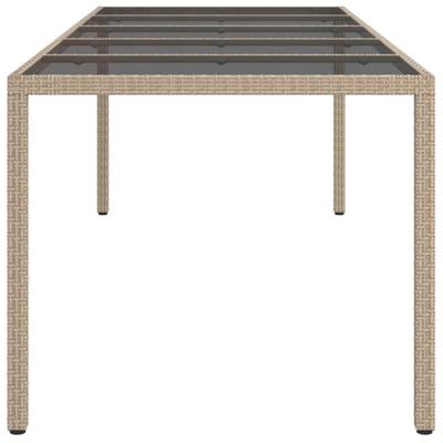 Tuintafel 250x100x75 cm gehard glas en poly rattan beige