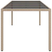 Tuintafel 250x100x75 cm gehard glas en poly rattan beige - thumbnail