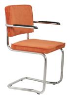 Zuiver Eetkamerstoel 'Ridge' Kink, Ribstof, kleur Oranje - thumbnail