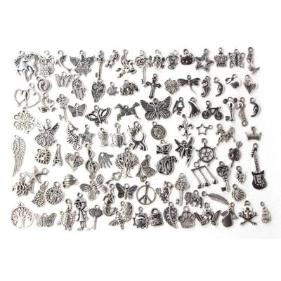 100pcs Mixed Antique Silver Color European Bracelets Charm Pendants Fashion Jewelry DIY Charms Handmade