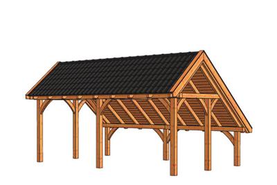 Trendhout Kapschuur De Hoeve XL 635x440 cm- Kapschuurdak- Onbehandeld lariks Douglas hout- Trendhout Trendhout Kapschuur De Hoeve XL 635x440 cm- Kapschuurdak- Onbehandeld lariks Douglas hout- Trendhout