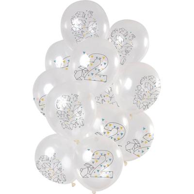 Folat Ballonnen origami cijfer 2 jaar 30 cm set van 12 | 24 stuks