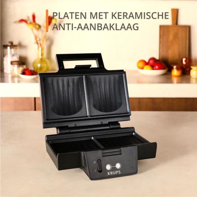 Krups FDK462 Tosti apparaat Zwart - thumbnail