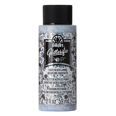 FolkArt • glitterific pop acrylic paint silver lining 59ml