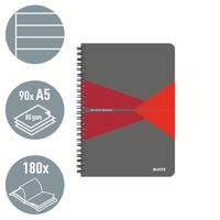 Notitieboek leitz office a5 lijn 180pag grijs rood | 5 stuks - thumbnail
