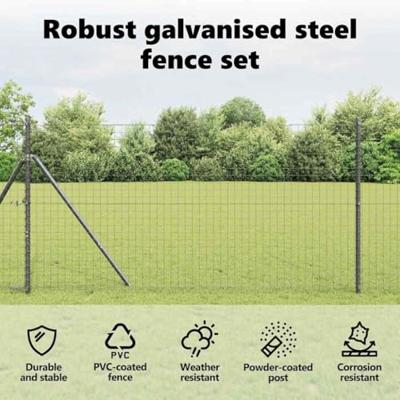 VidaXL Hek met paal grijs 1 x 10 m staal en pvc