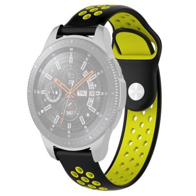 Dubbele kleur polsband horloge band voor Galaxy Watch 46mm (zwart geel)