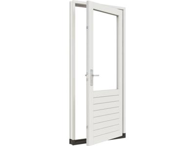 Trendhout Stapeldorpeldeur - rechtsdraaiend - 93x216,9 + kozijn 103,8x226,3 cm - wit (incl. DTS en deurbeslag)- - Hout- Trendhout