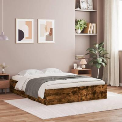 Bedframe met lades bewerkt hout gerookt eikenkleurig 140x200 cm