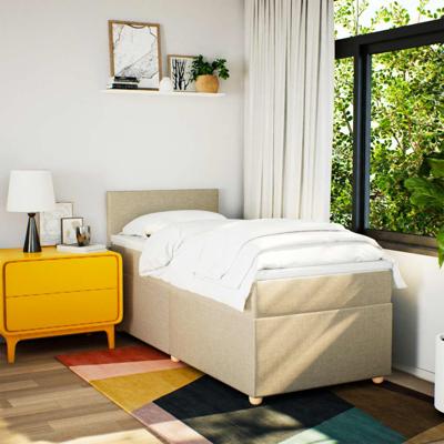 Boxspring met matras stof crèmekleurig 80x200 cm