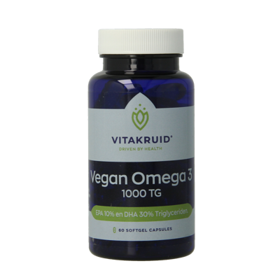 Vegan omega 3 1000 triglyceriden 300 DHA 100 EPA 60 Softgels