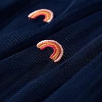 Kinderrokje met tule en regenboog borduursel 92 marineblauw - thumbnail