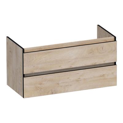 Brauer Joy Edge - Onderkast - 100 cm - met 2 Softclose Lades Greeploos en 1 Sifon Uitsparing - Forest Wheat