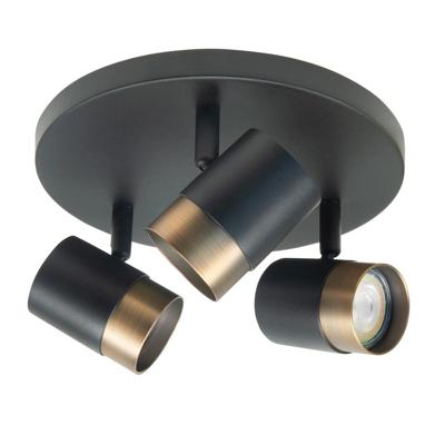 Highlight SpotSavona zwart met koper brons 3-lichts rond - S7472.32