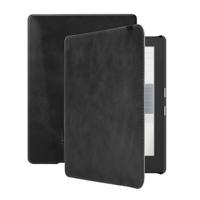Lunso - Geschikt voor Kobo Aura H2o edition 1 hoes (6.8 inch) - Lederen sleep cover - Zwart - thumbnail