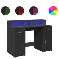 Bureau met LED-verlichting 120x55x91 cm bewerkt hout zwart - thumbnail
