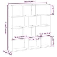 Wandschap kubus 12 vakken bewerkt hout grijs sonoma eikenkleur - thumbnail