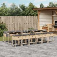 13-delige Tuinset met kussens poly rattan gemengd beige - thumbnail