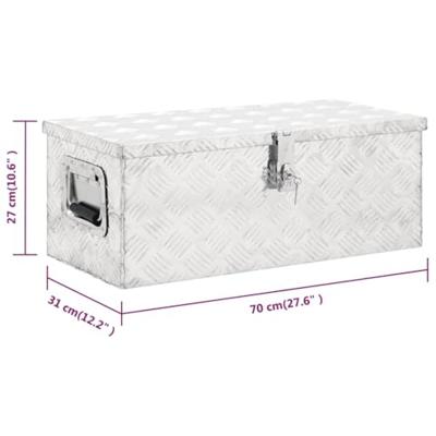 VidaXL Opbergbox 70x31x27 cm aluminium zilverkleurig