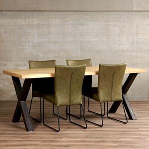 Set van 4 leren eetkamerstoelen - met designpoot - groen leer - Echt leer, Industrieel, ontdek de vele Leersoorten en Kleuren bij ShopX Set van 4 leren eetkamerstoelen - met designpoot - groen leer - Echt leer, Industrieel, ontdek de vele Leersoorten en Kleuren bij ShopX