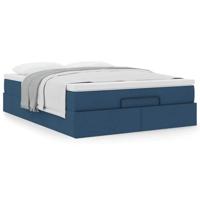 Ottoman bed met matras 140x200cm stof blauw - thumbnail