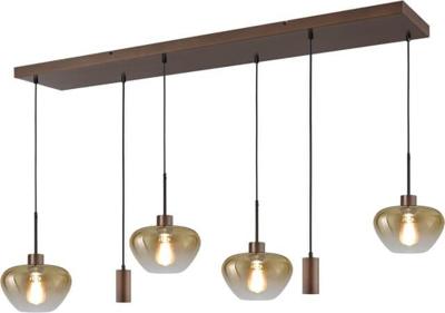 Masterlight 6-lichts hanglampGenua bruin met 4x goud glas en 2x pendel - 2971-1515130256MC224