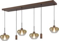 Masterlight 6-lichts hanglampGenua bruin met 4x goud glas en 2x pendel - 2971-1515130256MC224 - thumbnail