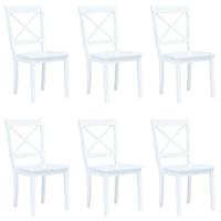 Eetkamerstoelen 6 st massief rubberwood wit - thumbnail