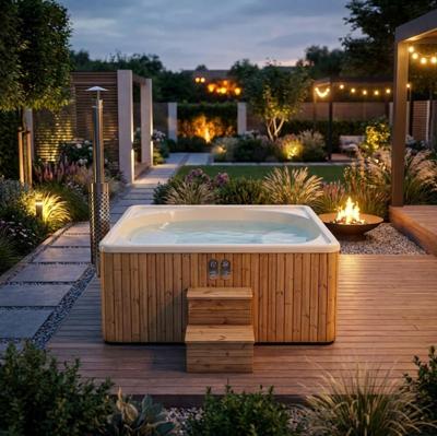 Houtgestookte hottub Intern - vierkant - 5-6 personen - Wit