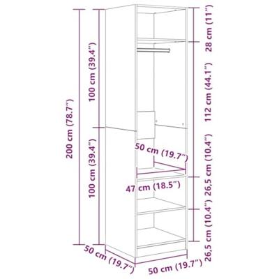 Kledingkast met plank artisanaal eikenkleurig Bewerkt hout