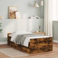 Bedframe met lades gerookt eikenkleurig 90x190 cm - thumbnail