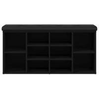 Schoenenbank 102x32x50 cm bewerkt hout zwart - thumbnail