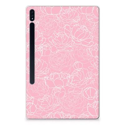 Samsung Galaxy Tab S7 Plus | S8 Plus | Siliconen hoesje | White Flowers Samsung Galaxy Tab S7 Plus | S8 Plus | Siliconen hoesje | White Flowers