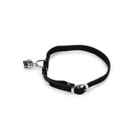Suede kattenbandje met elastiek en bel - Zwart - thumbnail