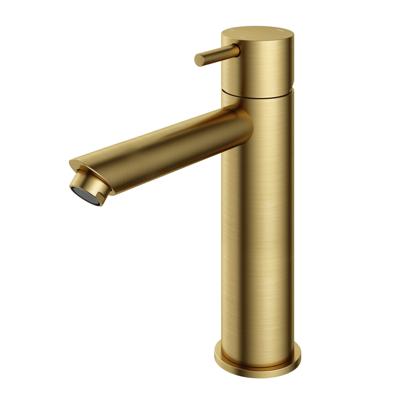 Wastafelmengkraan Hotbath Cobber 1-hendel Recht 21.6 cm Geborsteld Messing PVD