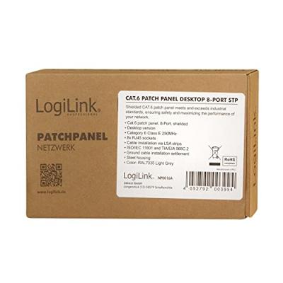 LogiLink NP0016A 8 poorten Netwerkpatchbox CAT 6 1 HE Meerdere kleuren Ingericht