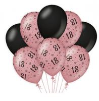 Ballonnen 18 Jaar Roze/Zwart (8st) - thumbnail