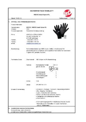 Leipold Doehle MICRO black Nylon-PU 1151-XL Werkhandschoen Nylon Maat (handschoen): 10, XL EN 388 Cat II 1 stuk(s)