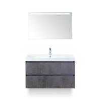 Maxx XL Badmeubelset 100 cm - Beton Antraciet - Wastafel Just 1 kraangat - met LED Spiegel - thumbnail