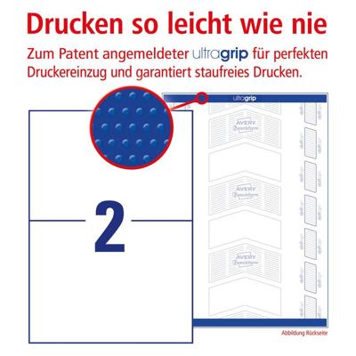 Avery-Zweckform 3655-200 Universele etiketten 210 x 148 mm Papier Wit 440 stuk(s) Permanent hechtend Inkjet, Laser (zwart/wit), Kopiëren (zwart/wit)