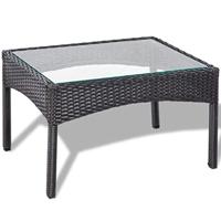 4-delige Loungeset met kussens poly rattan zwart - thumbnail