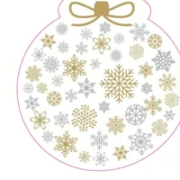Duni dunisoft servet silhouette snowflake bauble 33x33cm wit, goud 12 stuks - thumbnail